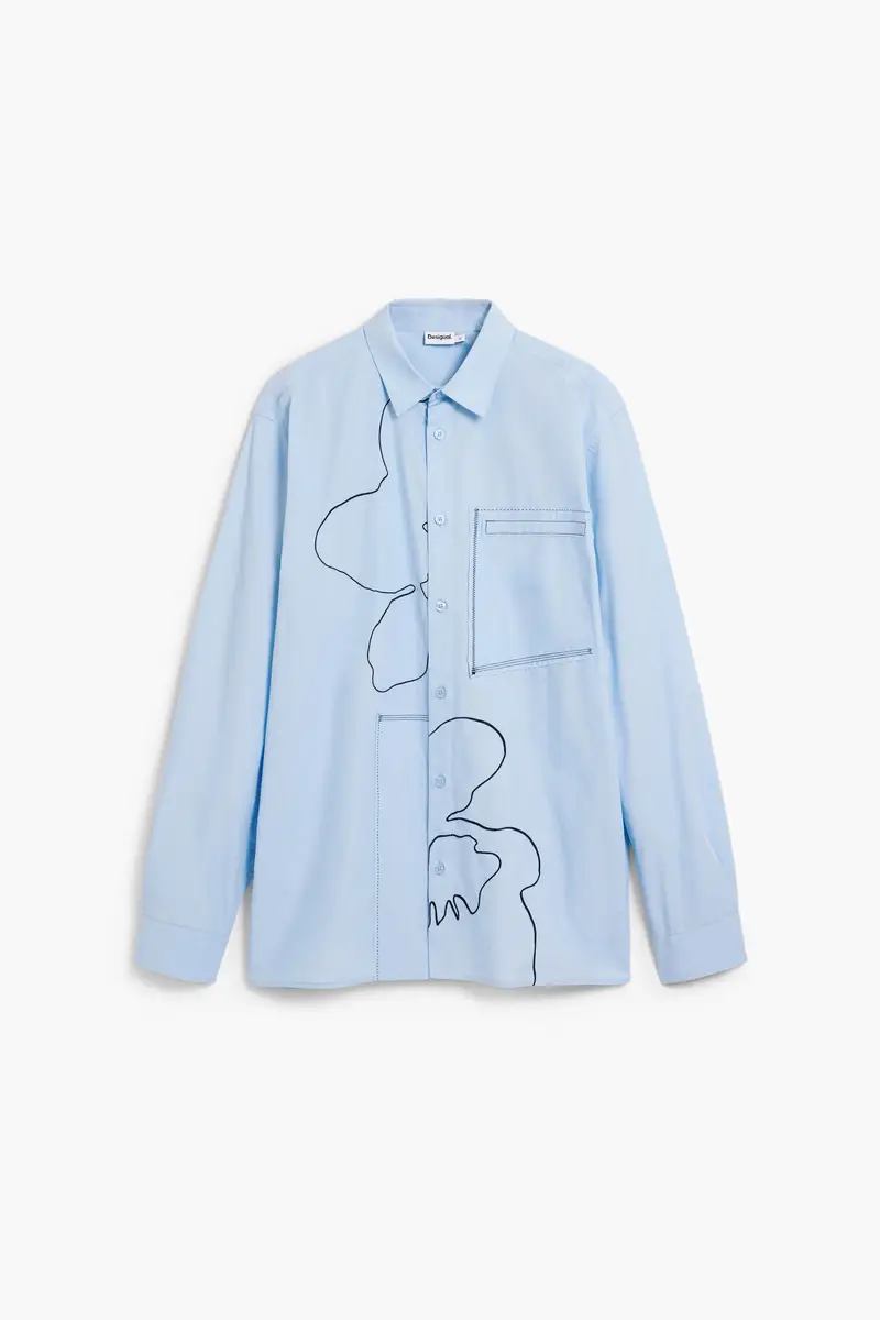 Camicia con ricamo impunturato BLUE