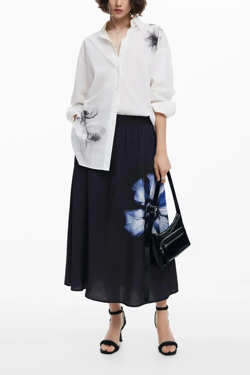 Camicia con stampa di papaveri WHITE miniatura 2