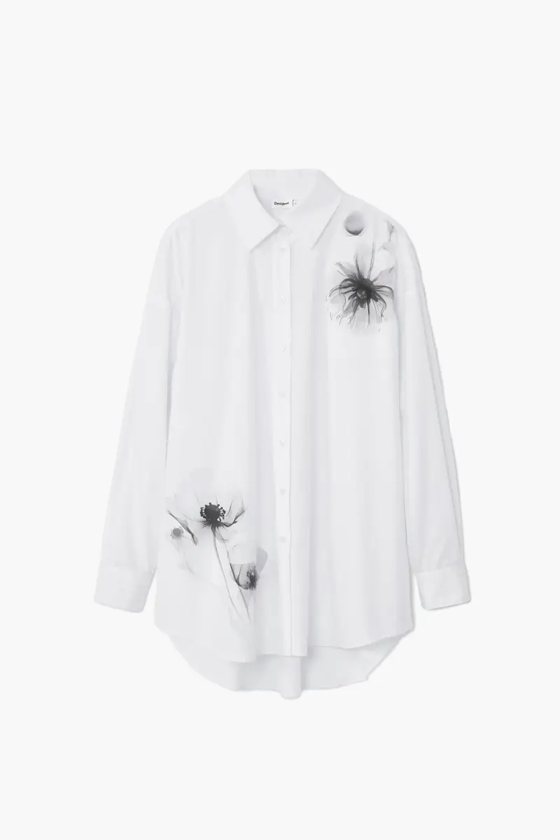 Camicia con stampa di papaveri WHITE