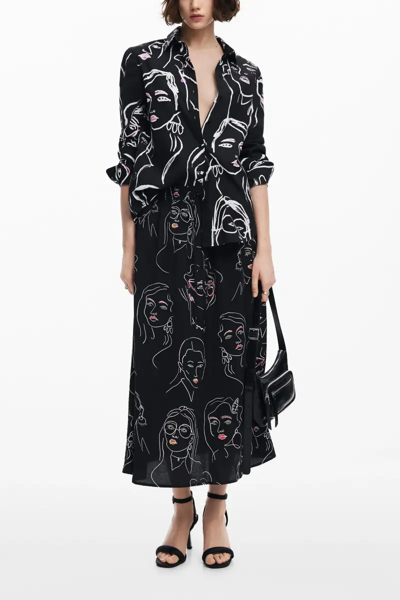 Camicia con stampa di volti BLACK miniatura 2