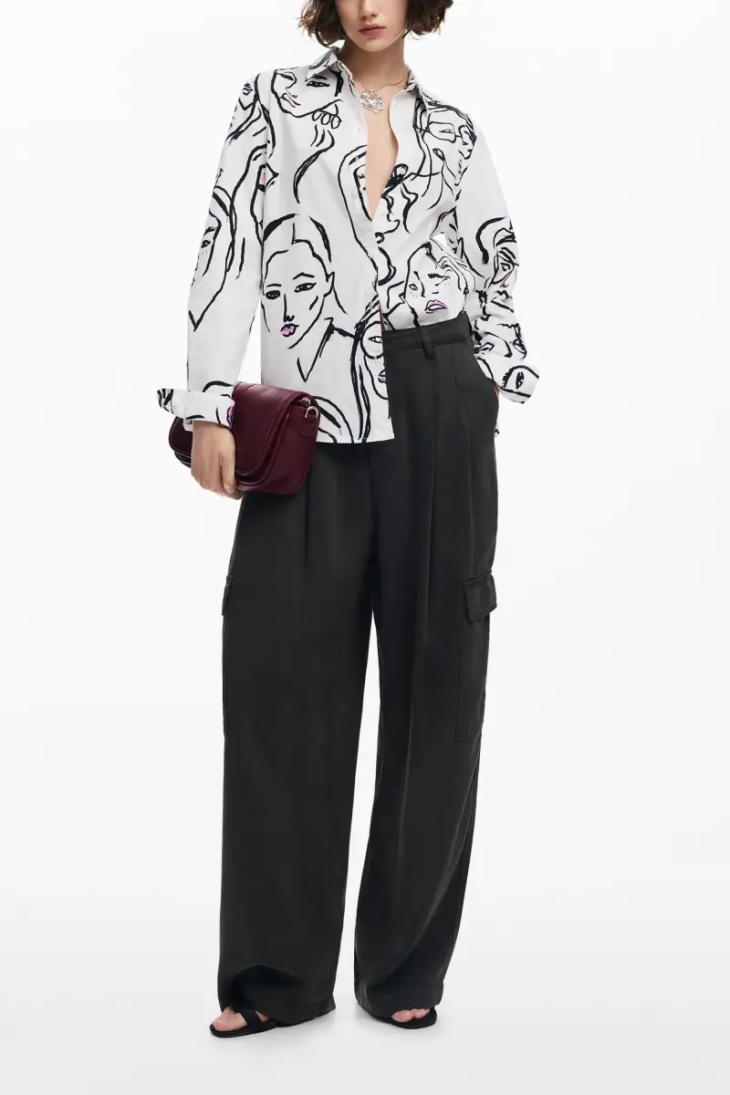 Camicia con stampa di volti WHITE miniatura 2