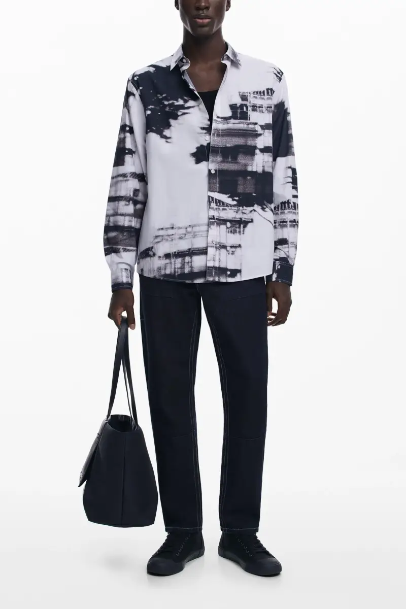 Camicia con stampa urbana BLACK miniatura 2