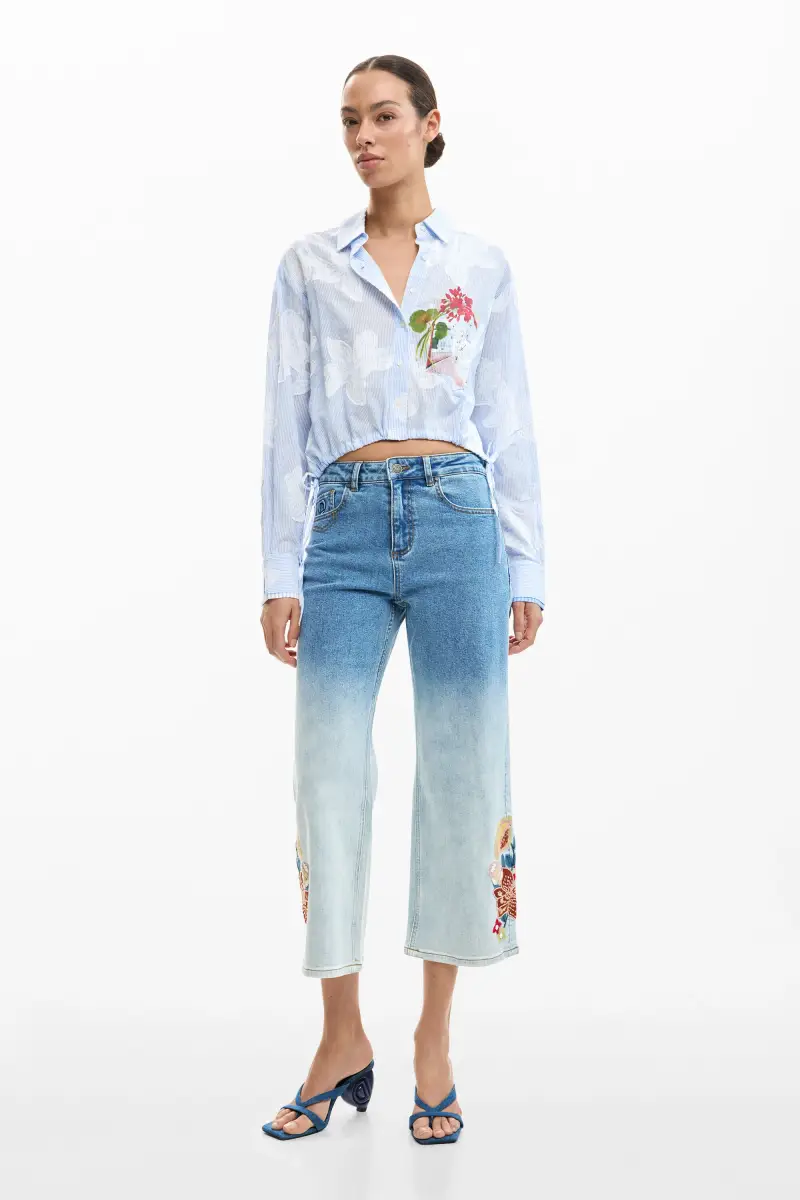 camicia crop con fiocchi BLUE miniatura 2