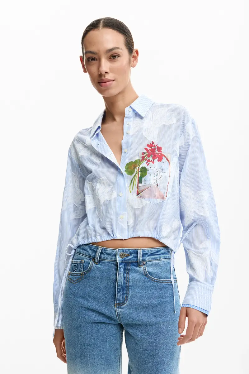 camicia crop con fiocchi BLUE