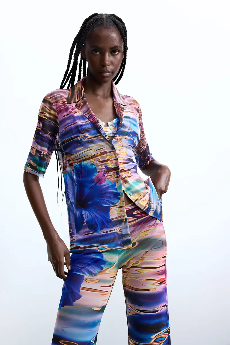 camicia fantasia acquerello BLUE