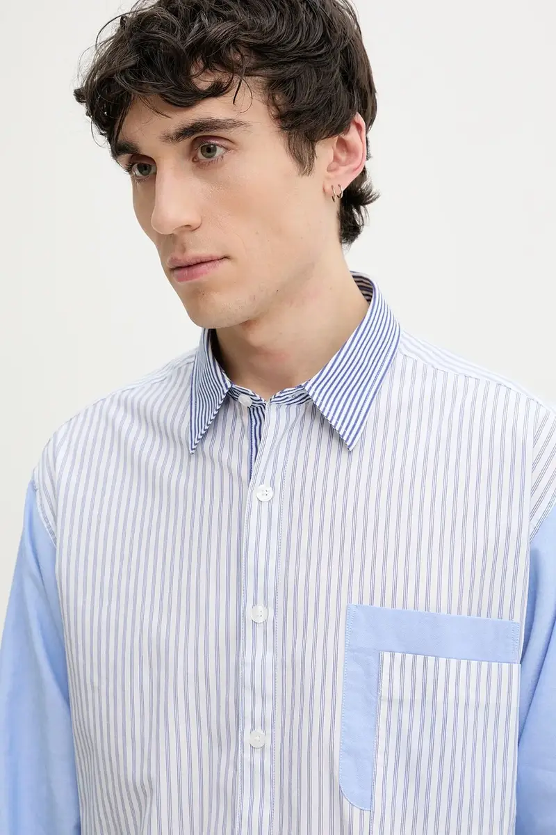 camicia in cotone BANKER uomo colore blu 25SMCW09 miniatura 4