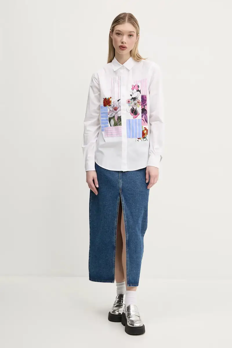 camicia in cotone FLOWERS MINNIE donna colore bianco 25SWCW24 miniatura 2