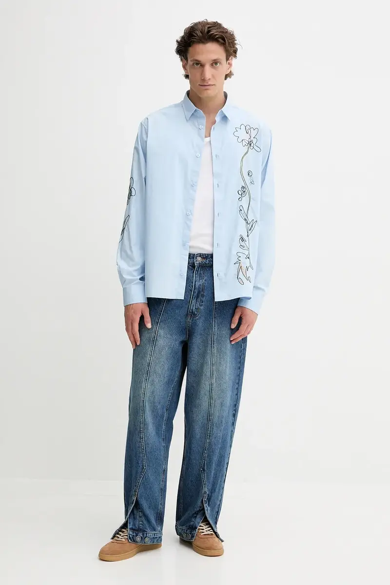 camicia in cotone GENOVA uomo colore blu 25WMCW24 miniatura 2