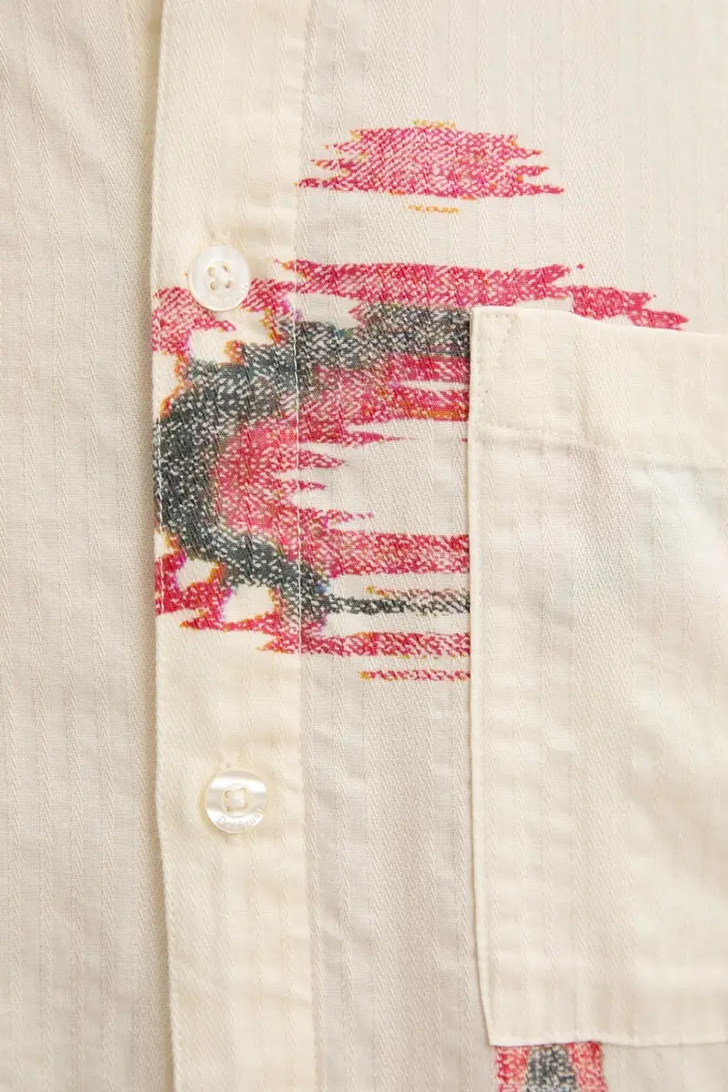 camicia in cotone IKAT uomo colore beige 25SMCW14 miniatura 5