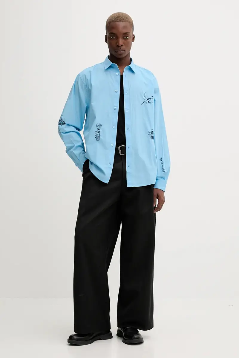 camicia in cotone LUCCA uomo colore blu 25WMCW32 miniatura 2