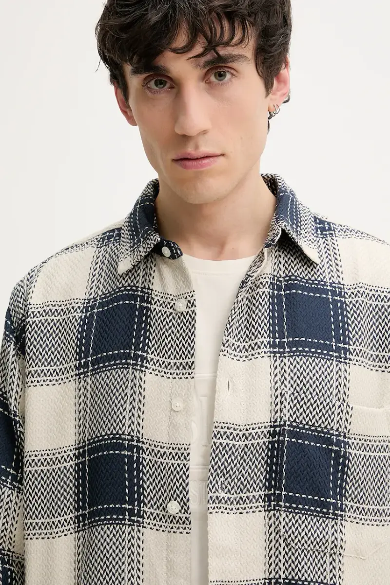 camicia in cotone LUMBERJACK uomo colore blu navy 25SMCW08 miniatura 4