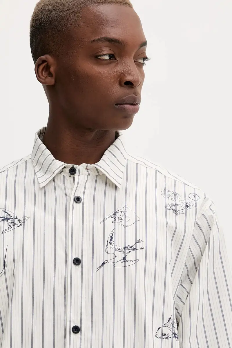 camicia in cotone STRIPES PRINTED uomo colore beige 25WMCW36 miniatura 4