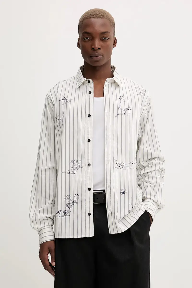 camicia in cotone STRIPES PRINTED uomo colore beige 25WMCW36