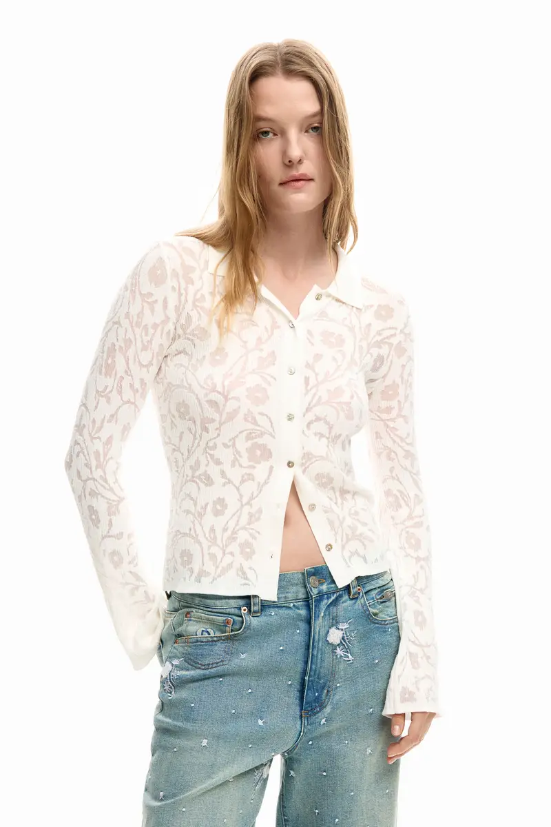 camicia in maglia a manica lunga WHITE