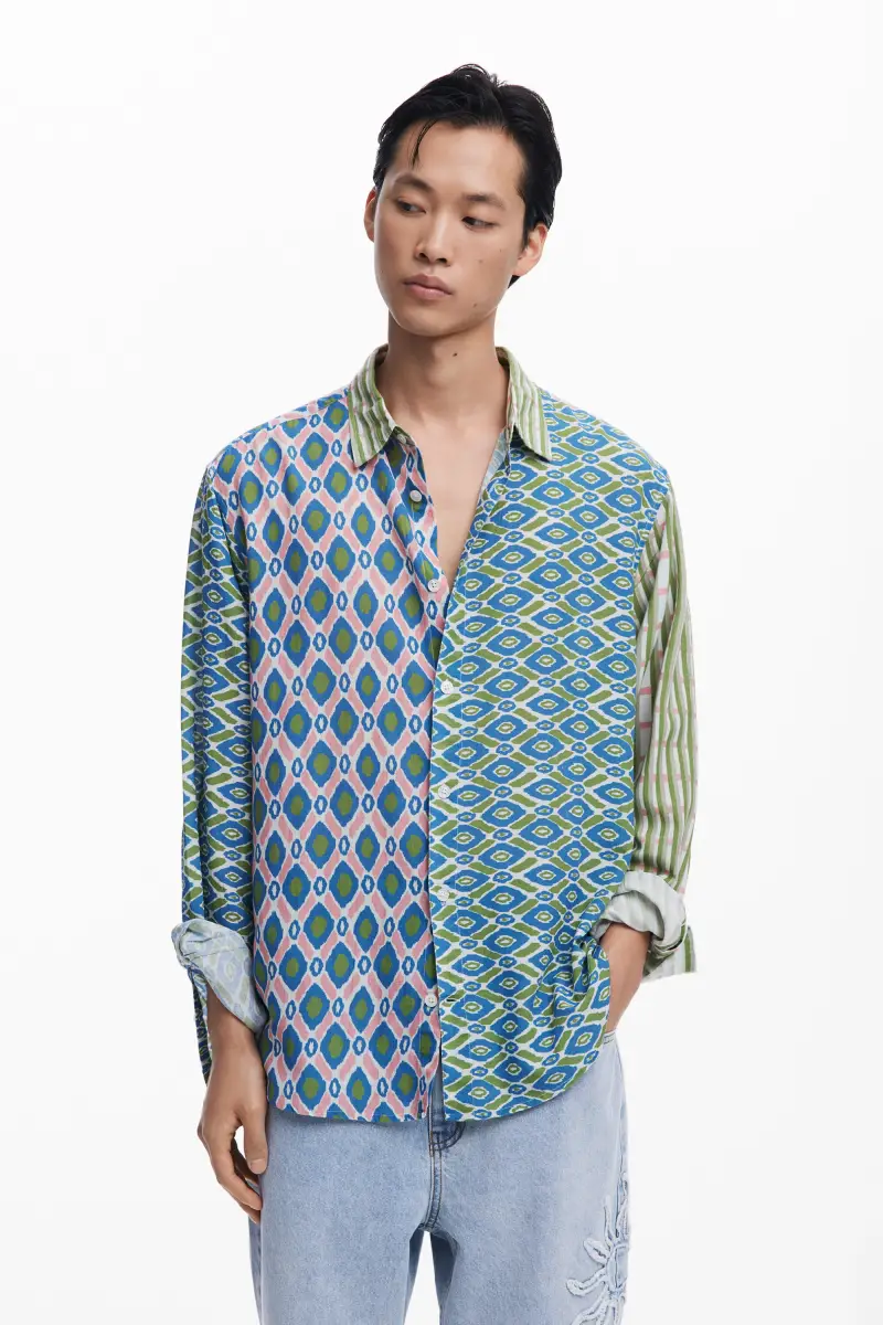 Camicia jacquard a maniche lunghe GREEN