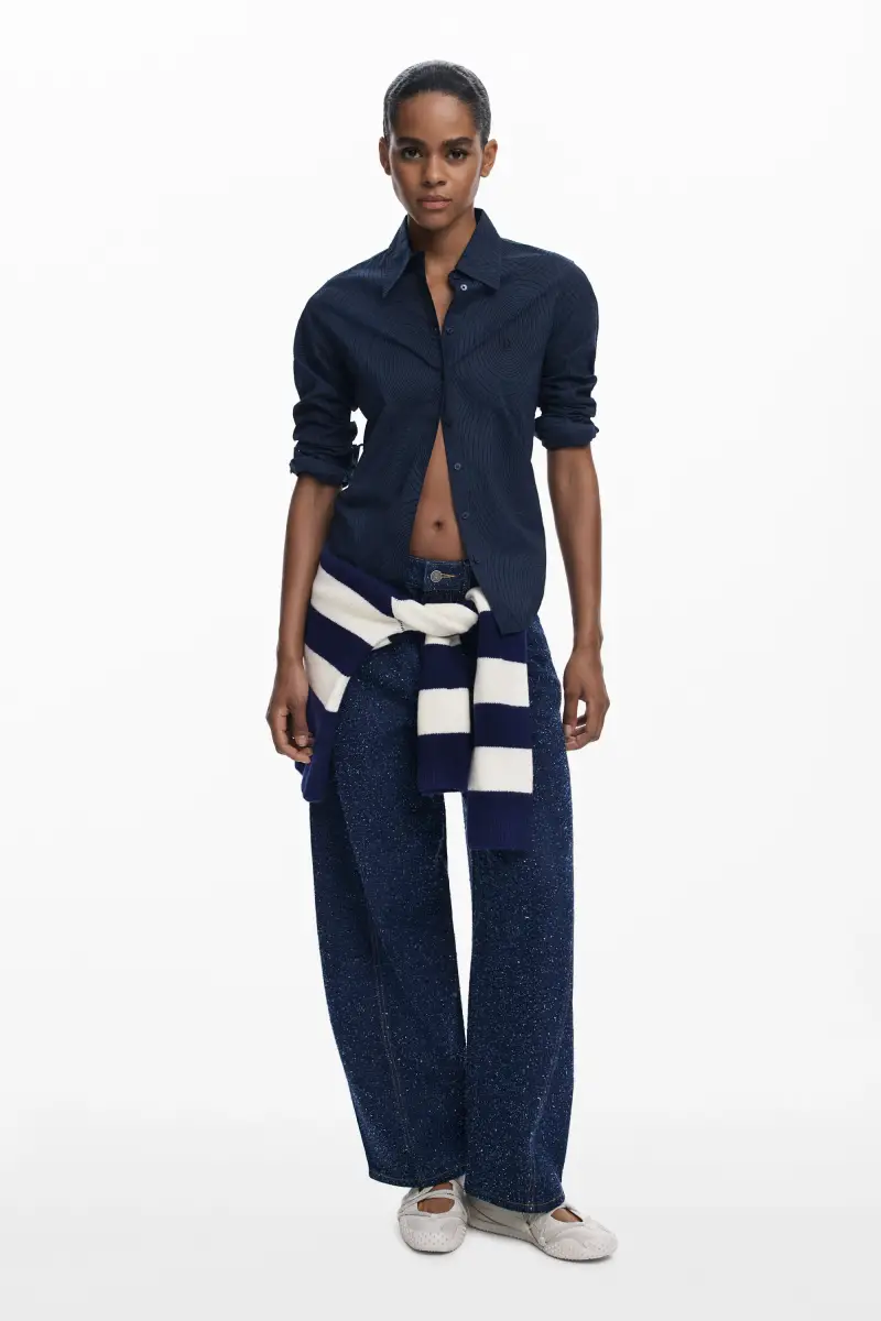 camicia liscia a trama BLACK miniatura 2