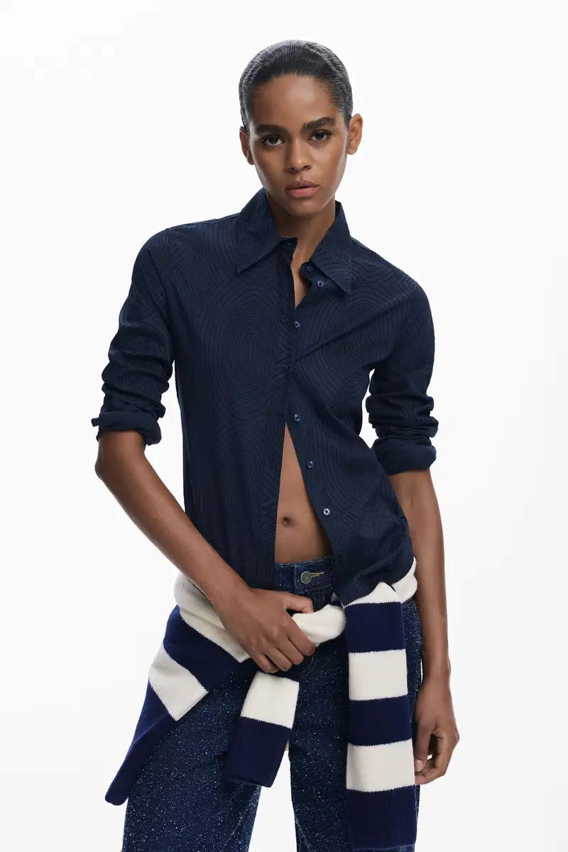 camicia liscia a trama BLACK