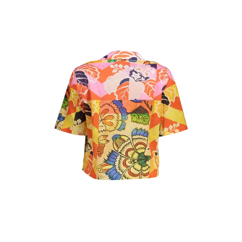 Camicia Maniche Corte Donna Gialla Stampa Giallo miniatura 2