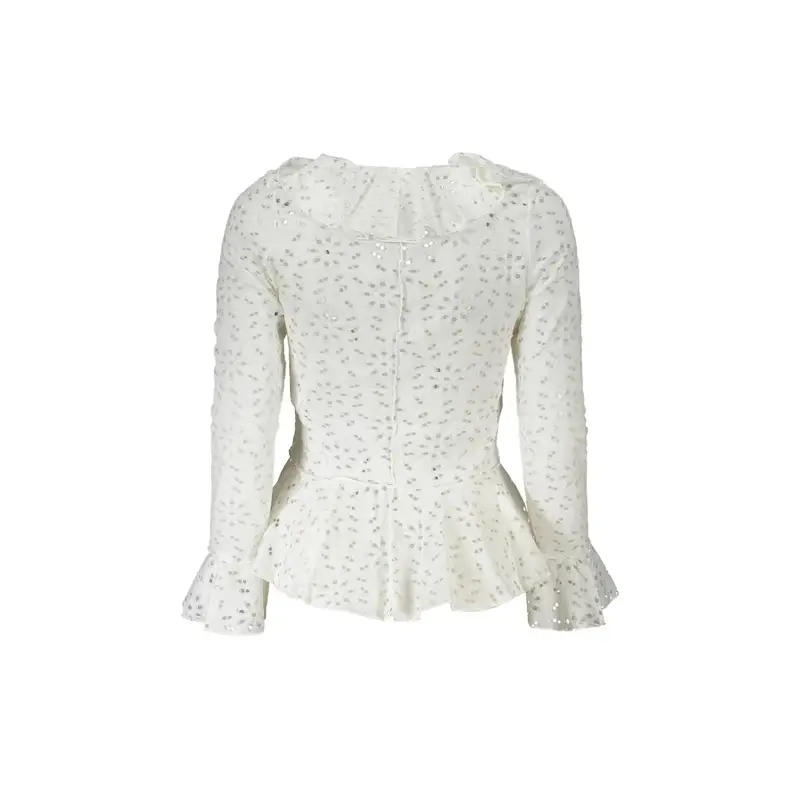 Camicia Maniche Lunghe Donna Bianca Dettagli a Contrasto Bianco miniatura 2