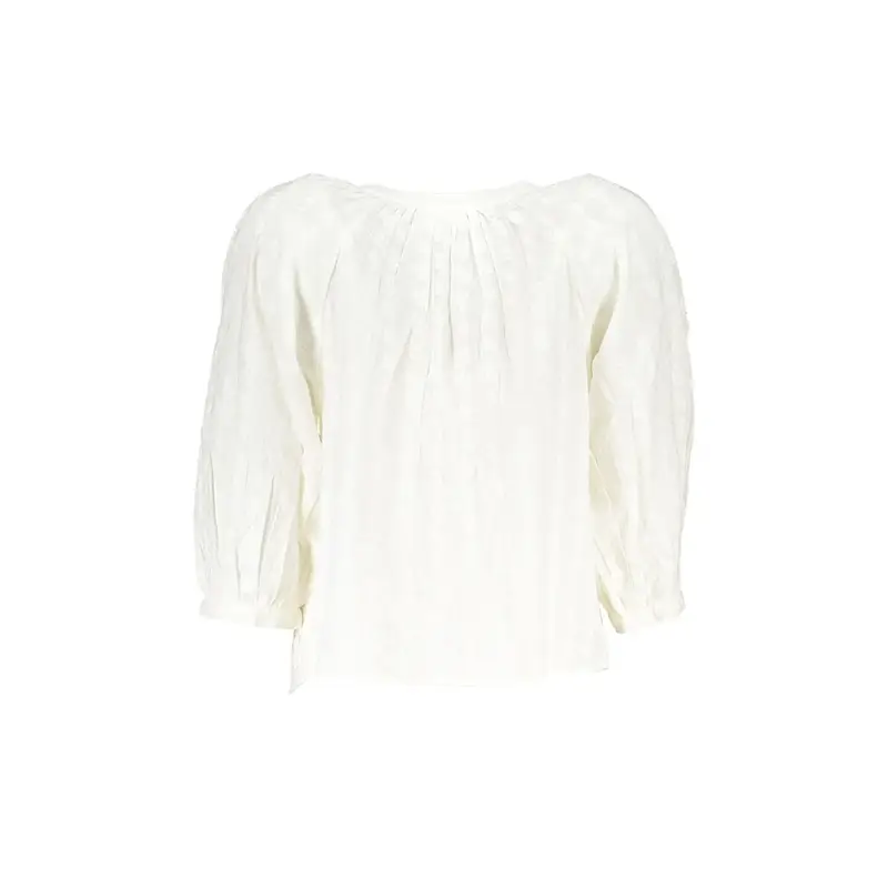 Camicia Maniche Lunghe Donna Bianca Dettagli a Contrasto Bianco miniatura 2