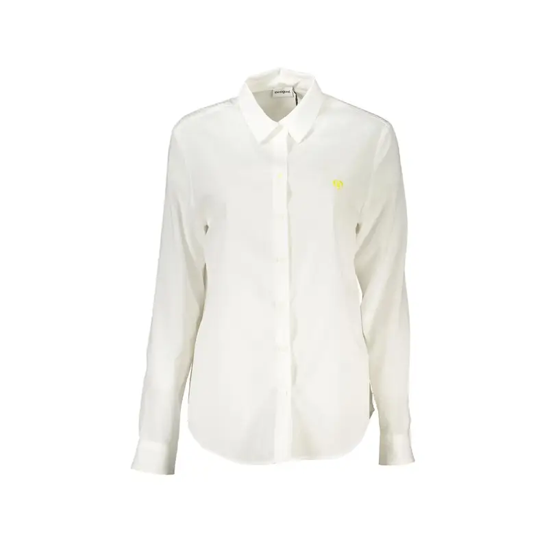 Camicia Maniche Lunghe Donna Bianca Dettagli a Contrasto Bianco