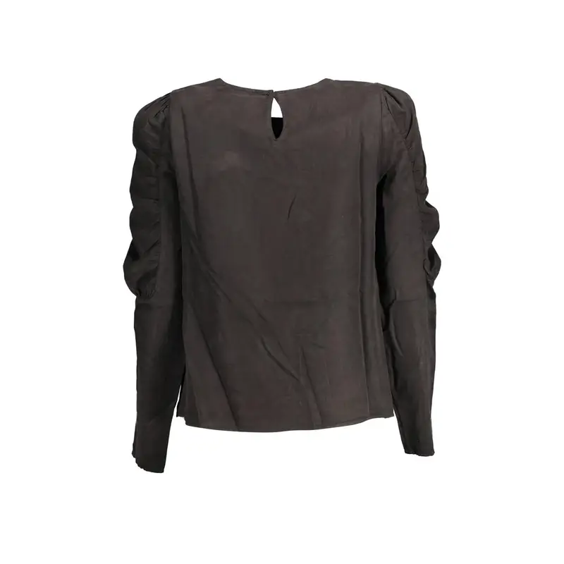 Camicia Maniche Lunghe Donna Nera Dettagli a Contrasto Nero miniatura 2