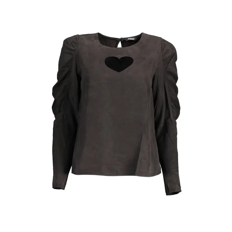 Camicia Maniche Lunghe Donna Nera Dettagli a Contrasto Nero