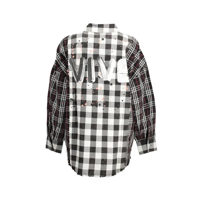 Camicia Maniche Lunghe Donna Nera Dettagli a Contrasto Nero miniatura 2