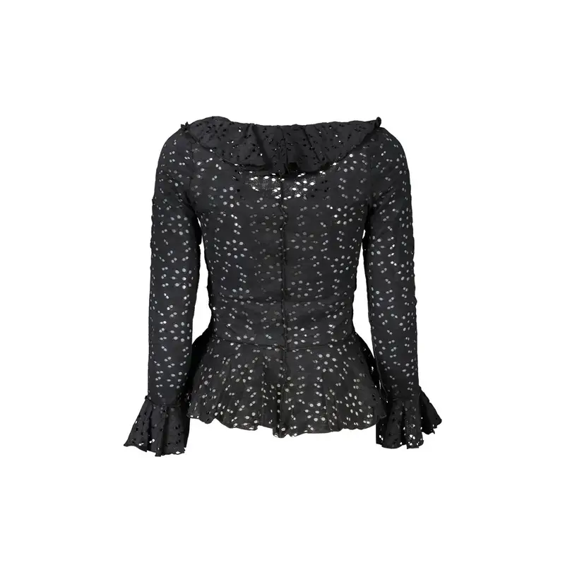 Camicia Maniche Lunghe Donna Nera Logo Nero miniatura 2