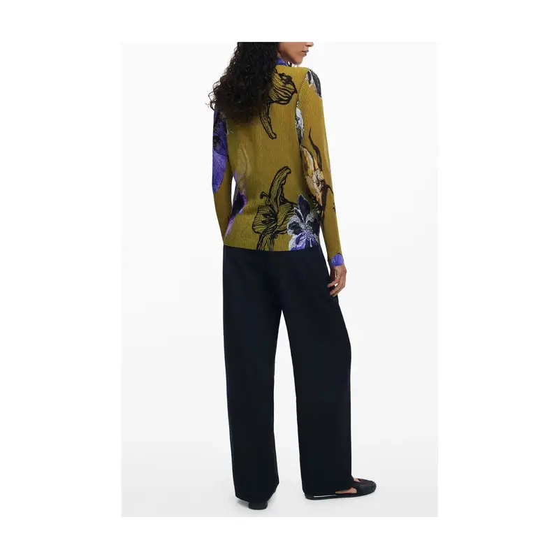 Camicia Maniche Lunghe Donna Verde Dettagli a Contrasto miniatura 2