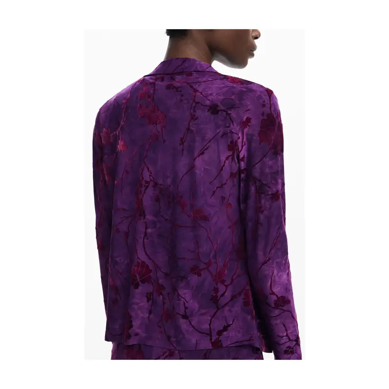 Camicia Maniche Lunghe Donna Viola Dettagli a Contrasto miniatura 3