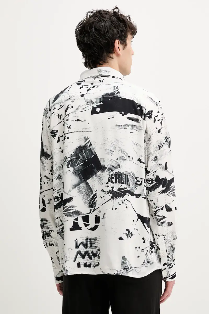 camicia MOTO uomo colore bianco 25SMCW19 miniatura 3