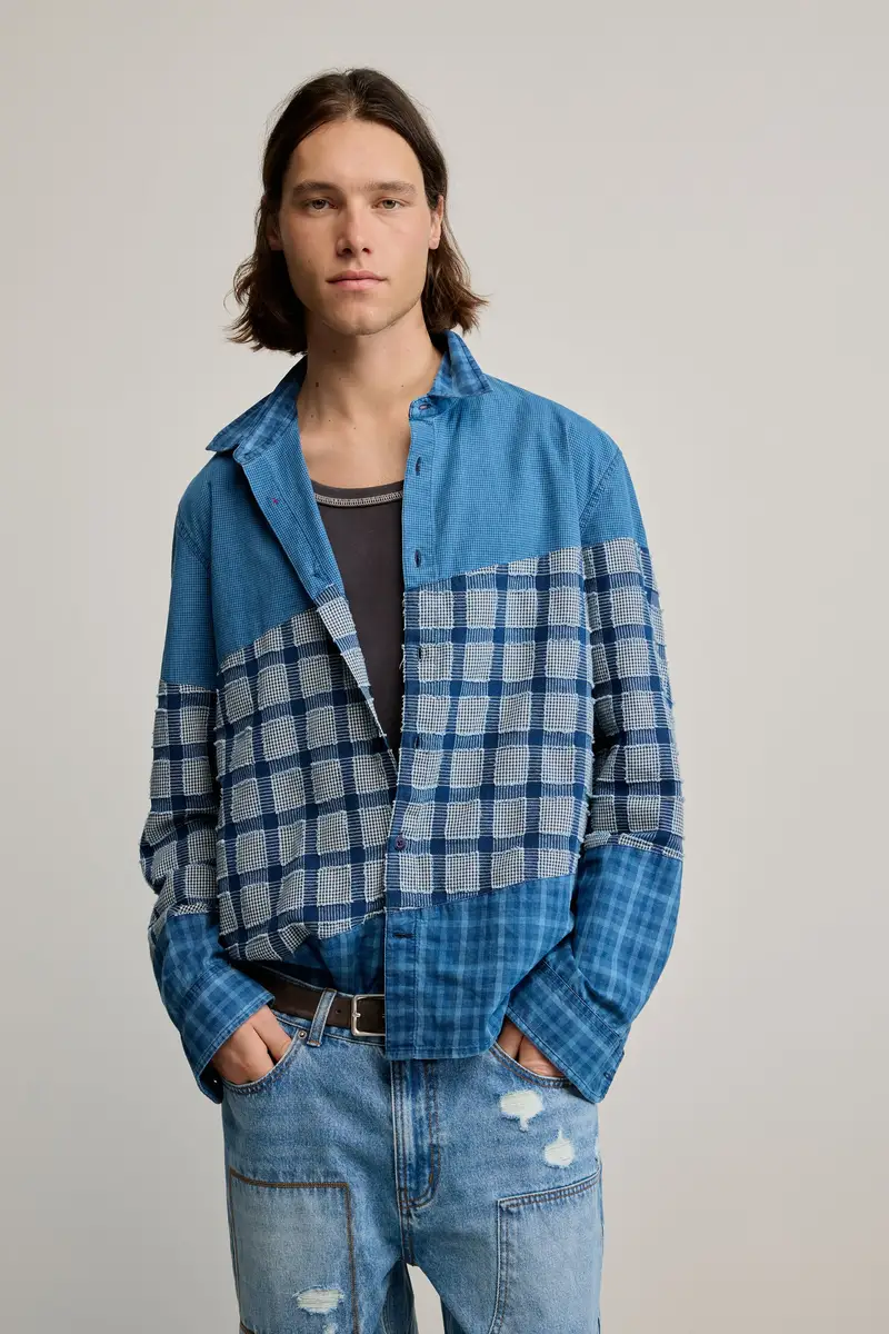 camicia patch a quadri BLUE