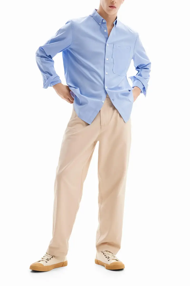 Camicia popeline patchwork BLUE miniatura 2