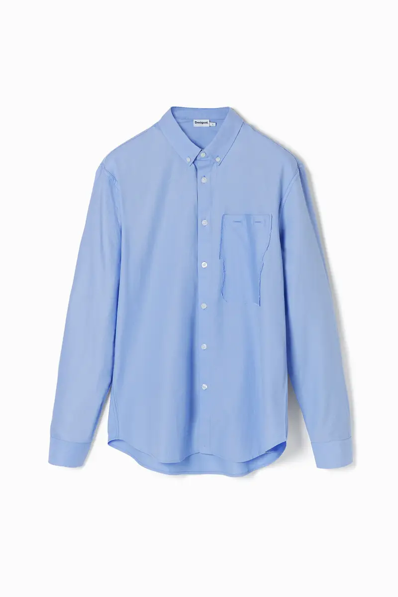 Camicia popeline patchwork BLUE