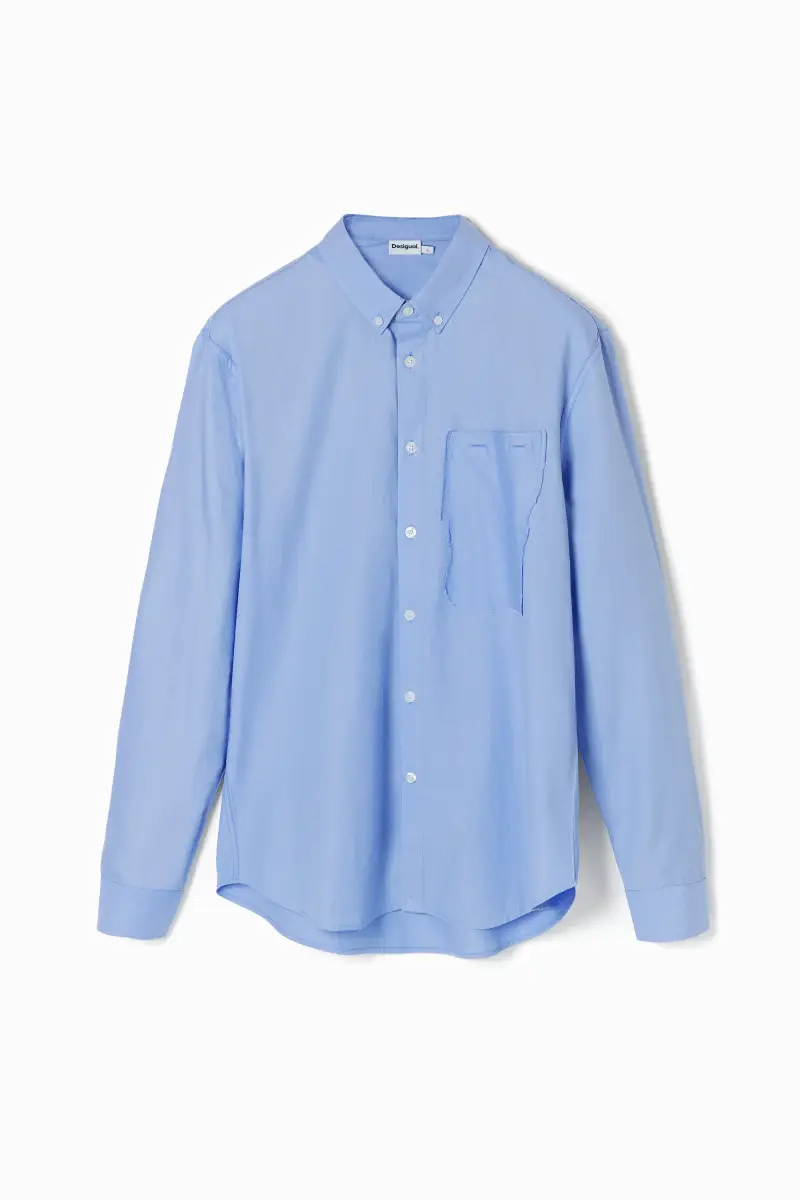 Camicia popeline patchwork BLUE