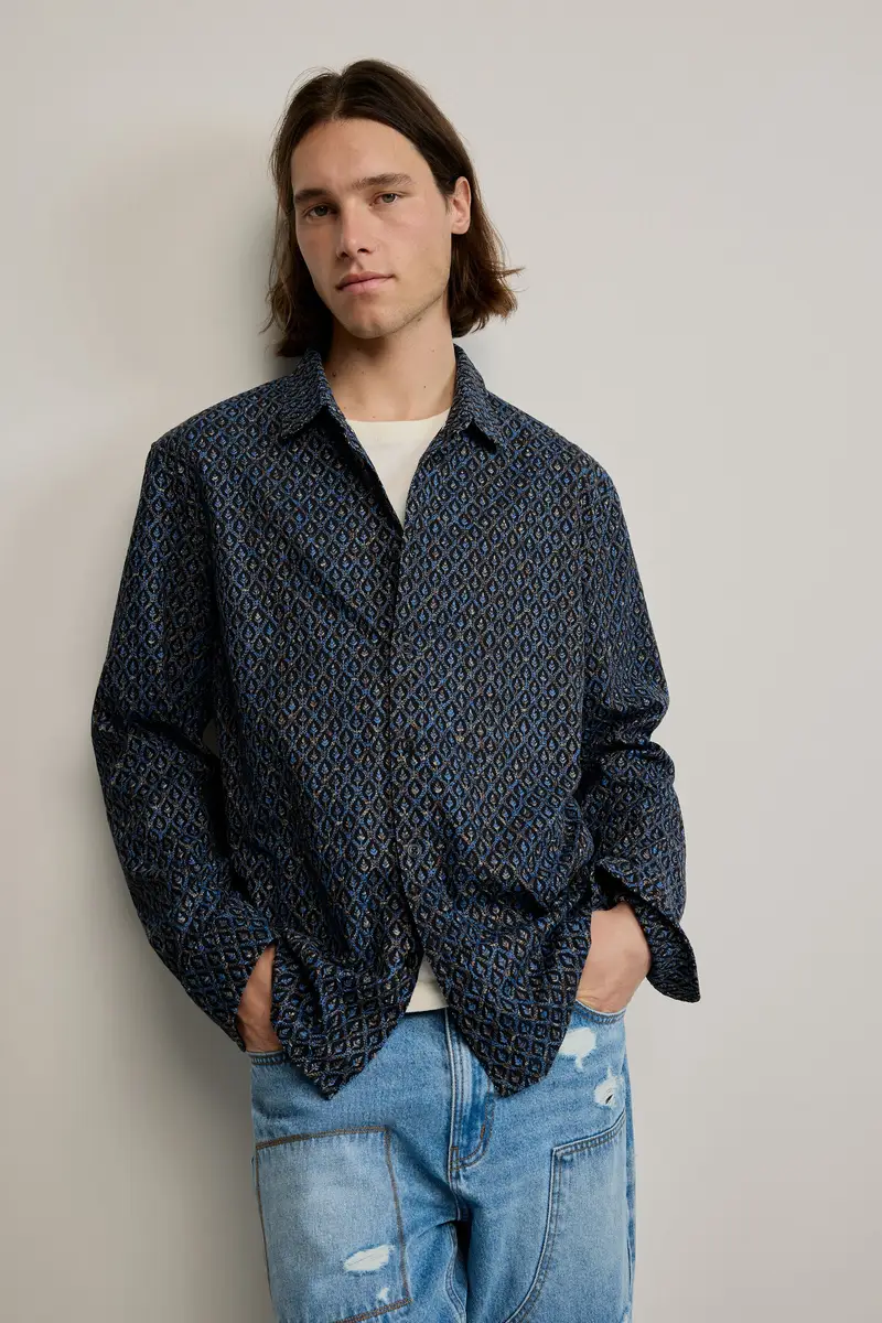 Camicia ricamata etnica BLUE