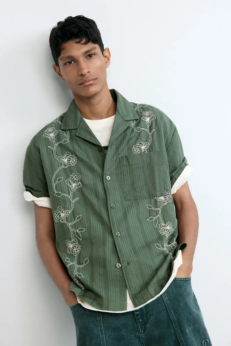 camicia ricamata GREEN