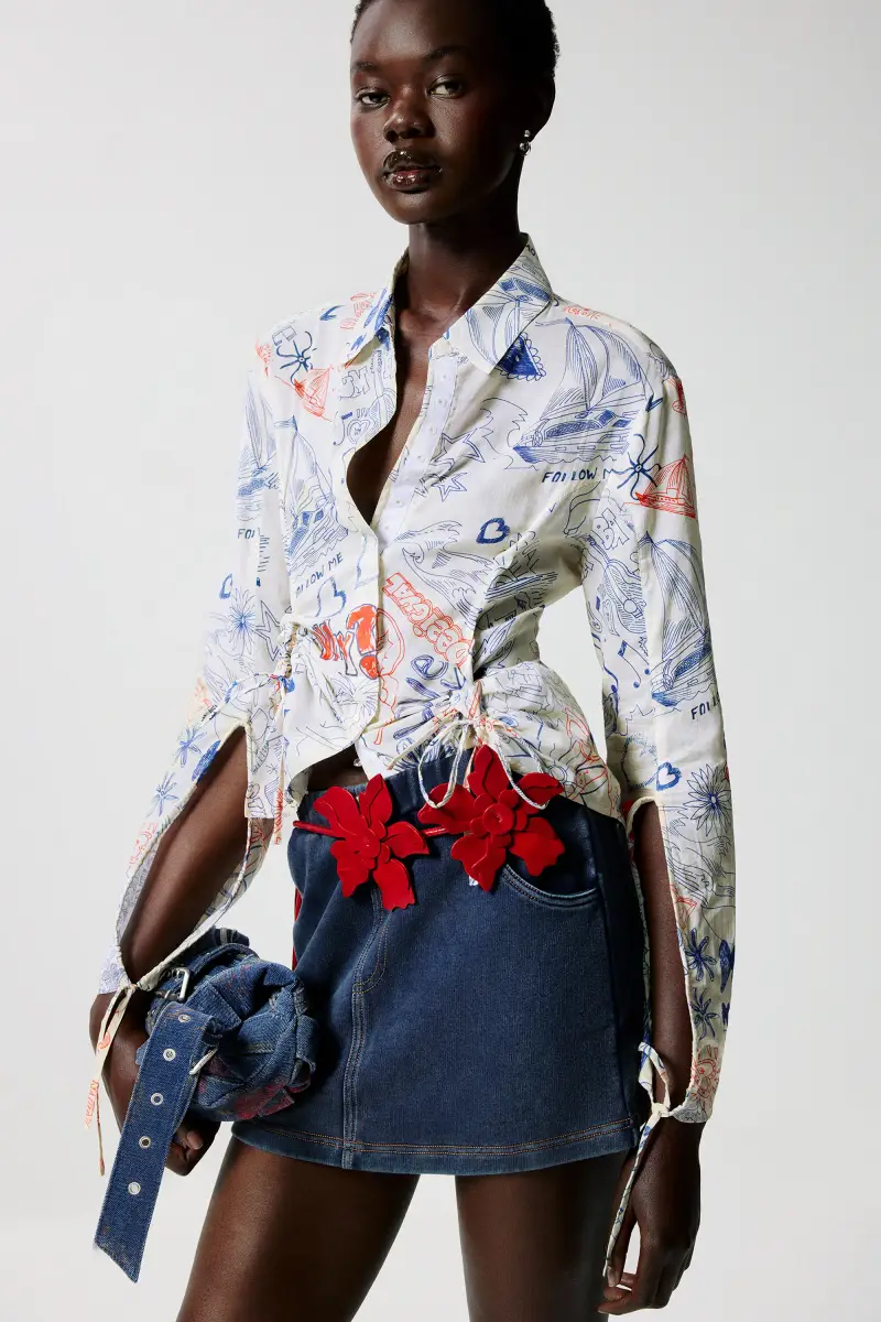 Camicia stampata con fiocchi WHITE miniatura 2