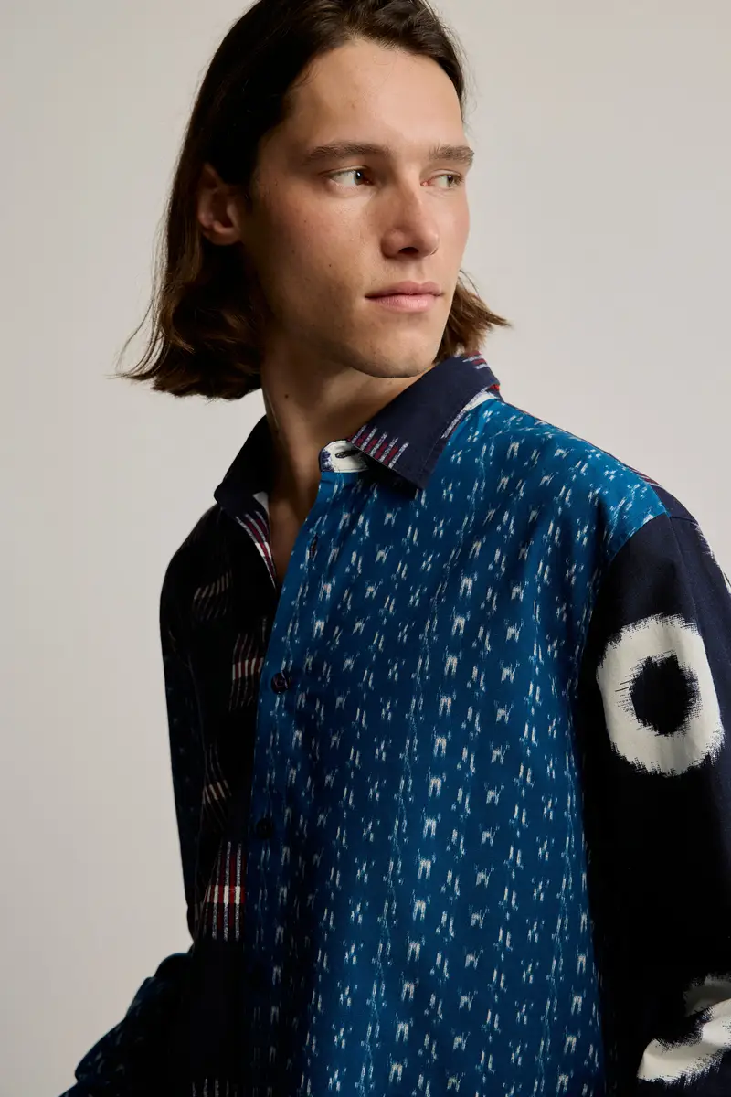 camicia stampata patch BLUE miniatura 2