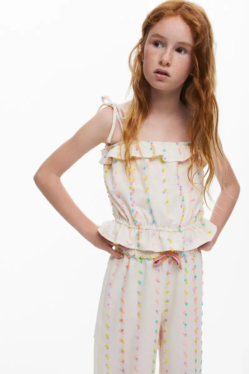 Canotta con pomponi WHITE