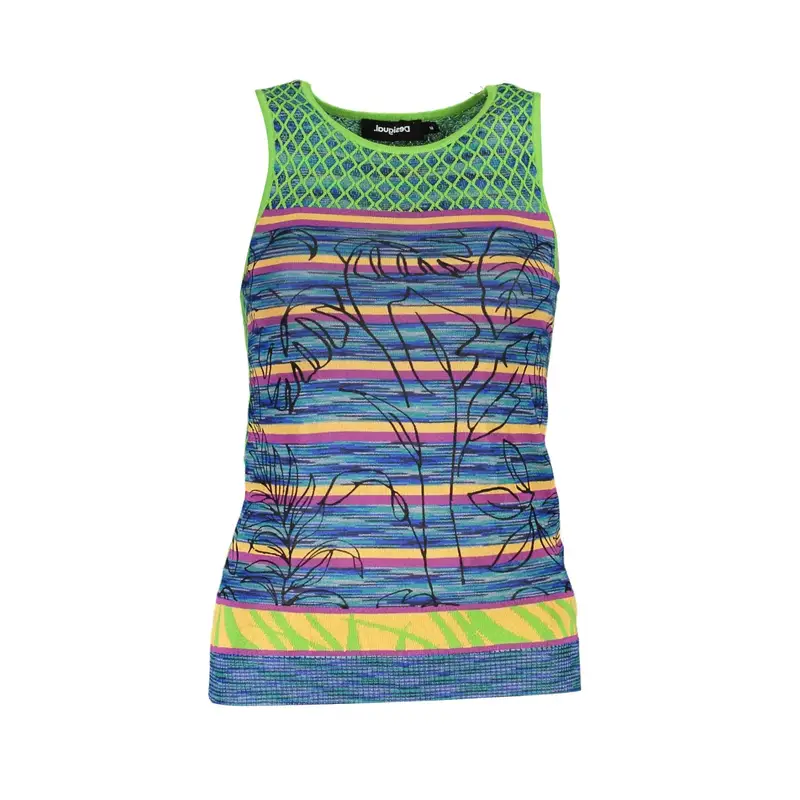 Desigual Canotta Donna Verde con Logo e Dettagli a Contrasto