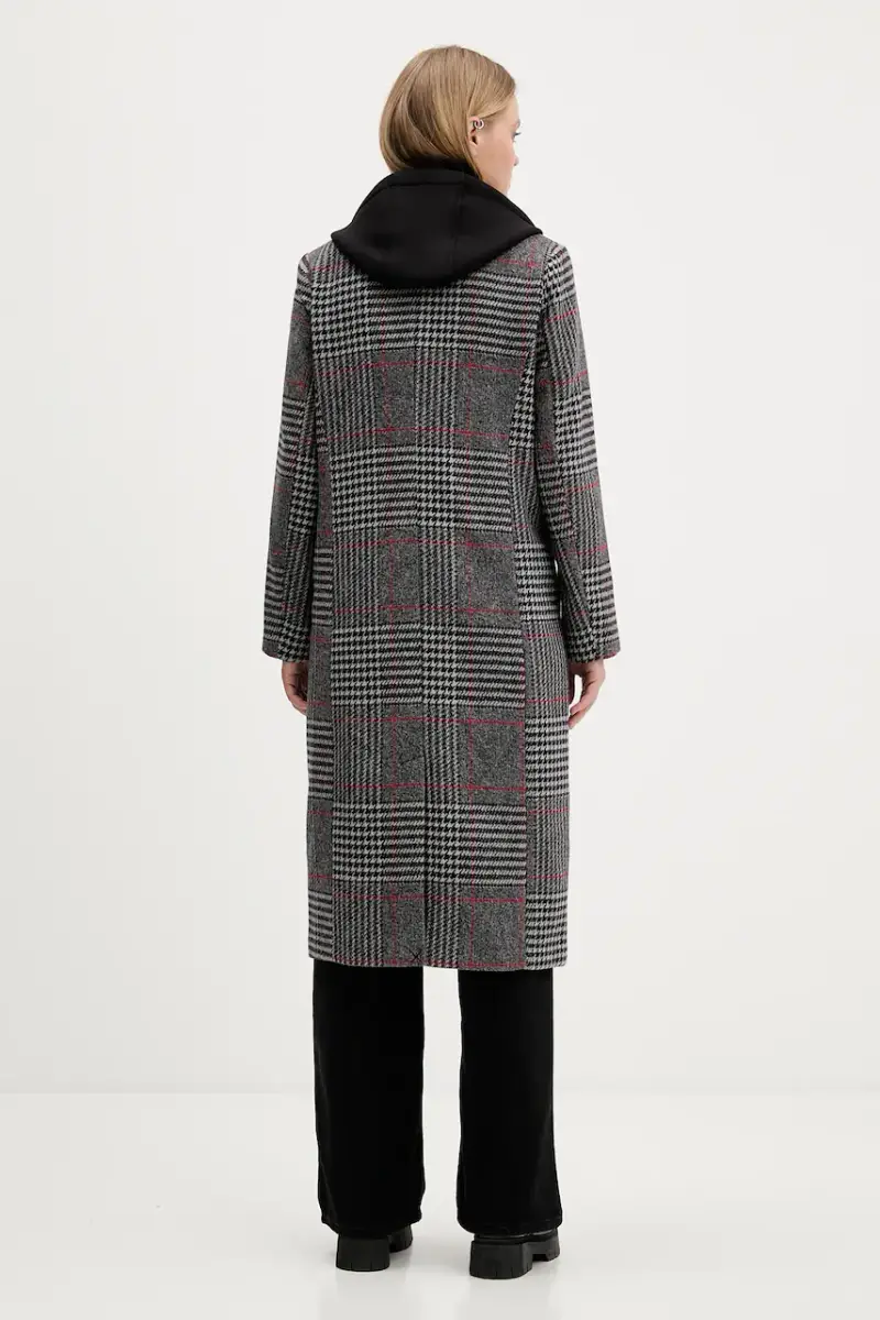 cappotto con lana CAPUCHA CHECK colore grigio 25WWEW13 miniatura 3
