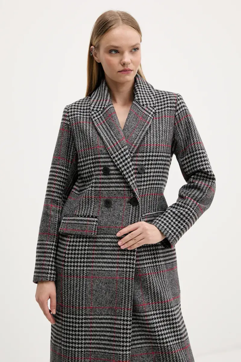 cappotto con lana CAPUCHA CHECK colore grigio 25WWEW13 miniatura 4