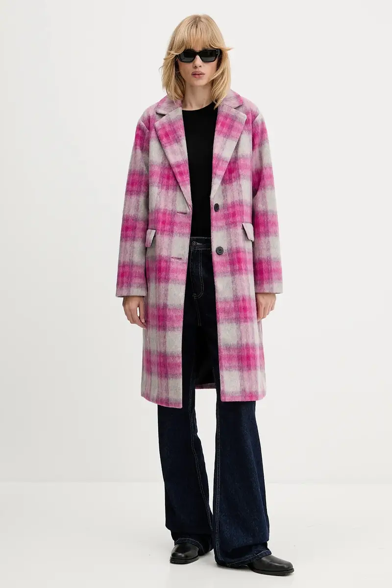 cappotto con lana PINKCHECK colore rosa 25WWEW15 miniatura 2