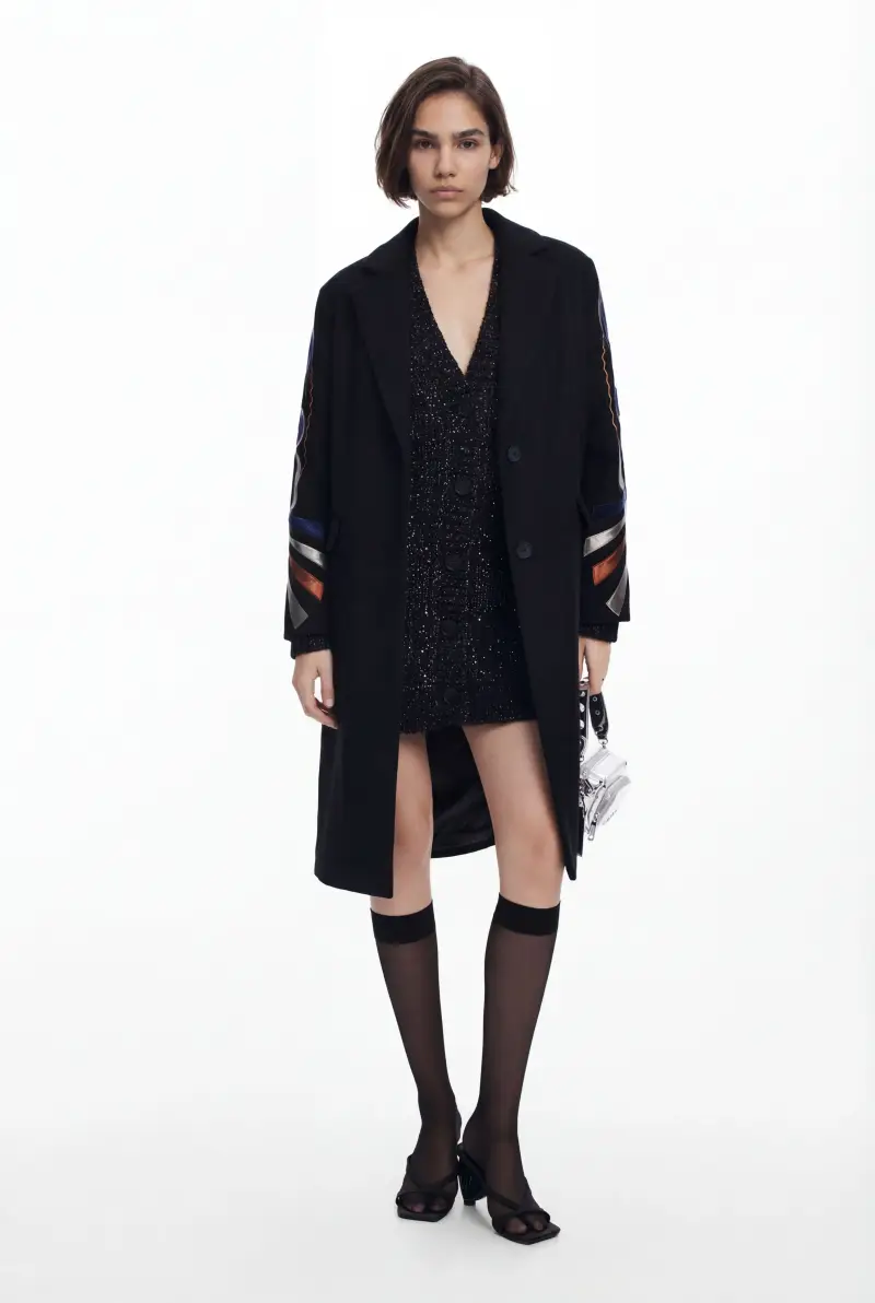 Cappotto con maniche stampate BLACK