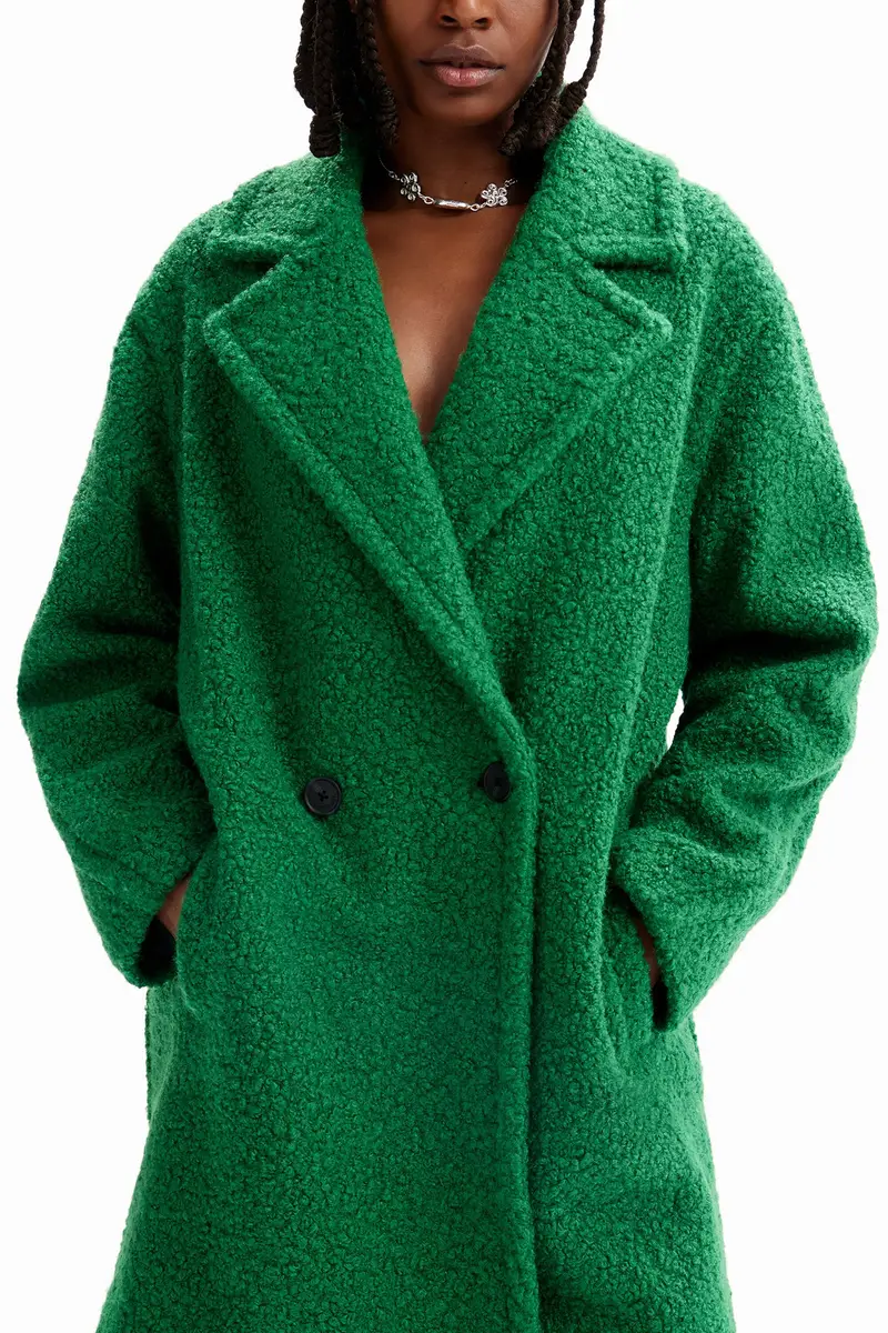 Cappotto doppiopetto bouclÃ© GREEN miniatura 2