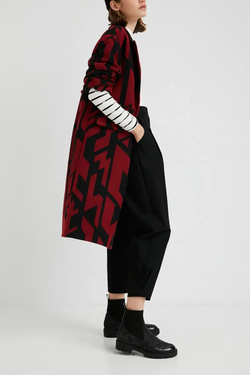 Cappotto dritto oversize geometrico BLACK miniatura 2