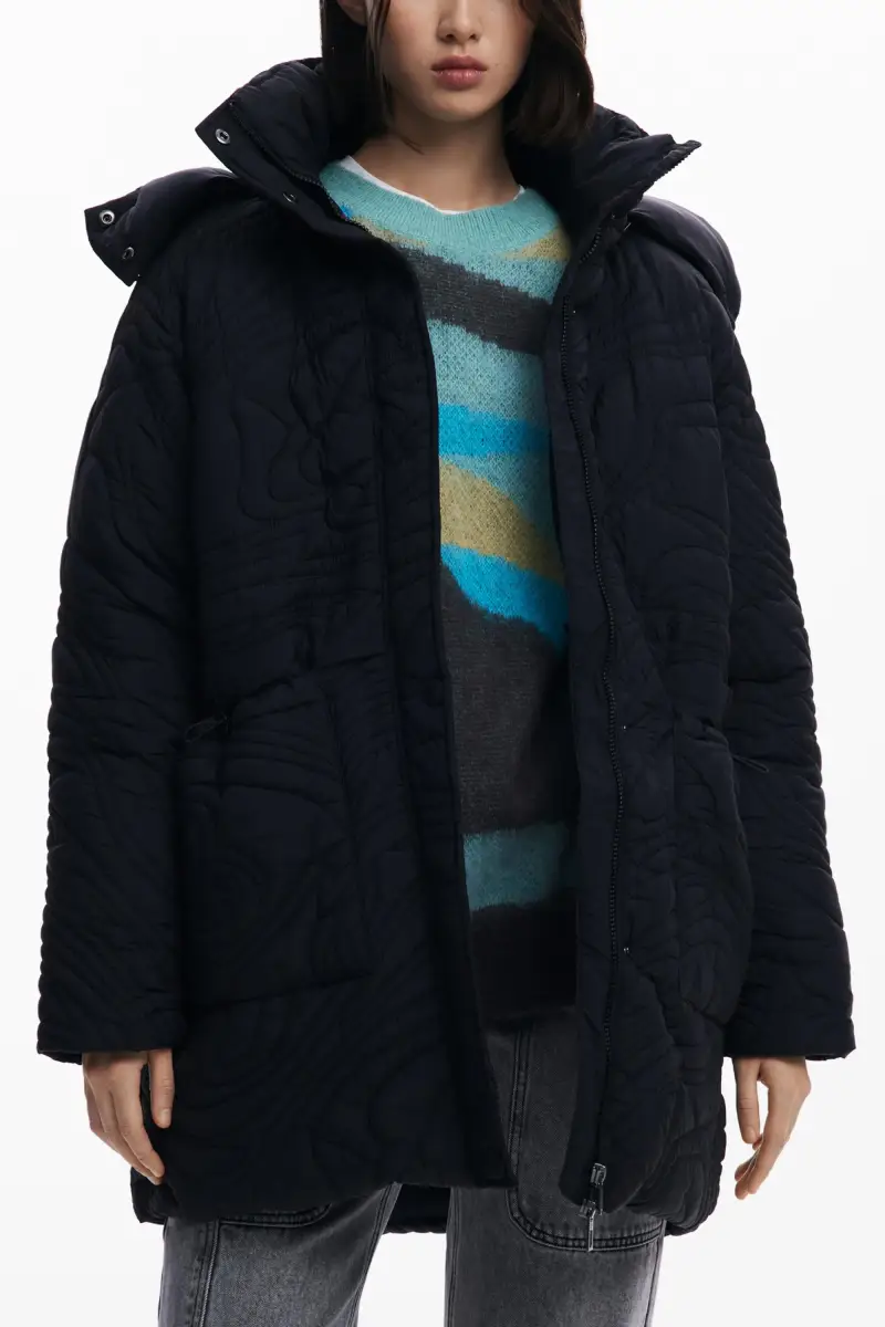 Cappotto imbottito con texture BLACK miniatura 2