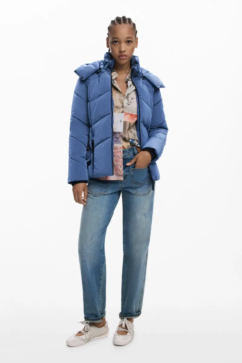 cappotto imbottito corto iridescente BLUE miniatura 2